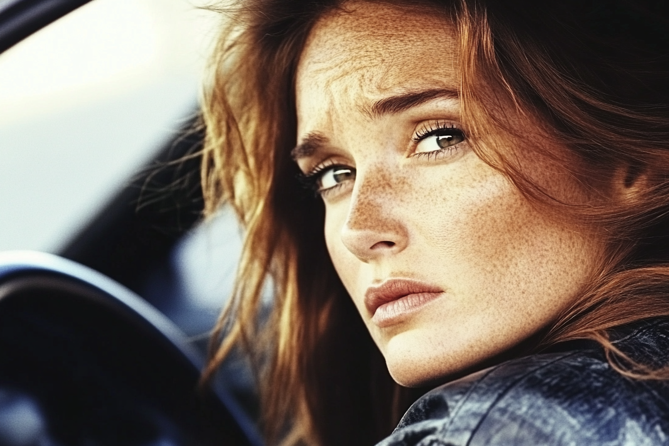 Une femme réfléchie assise dans sa voiture | Source : Midjourney