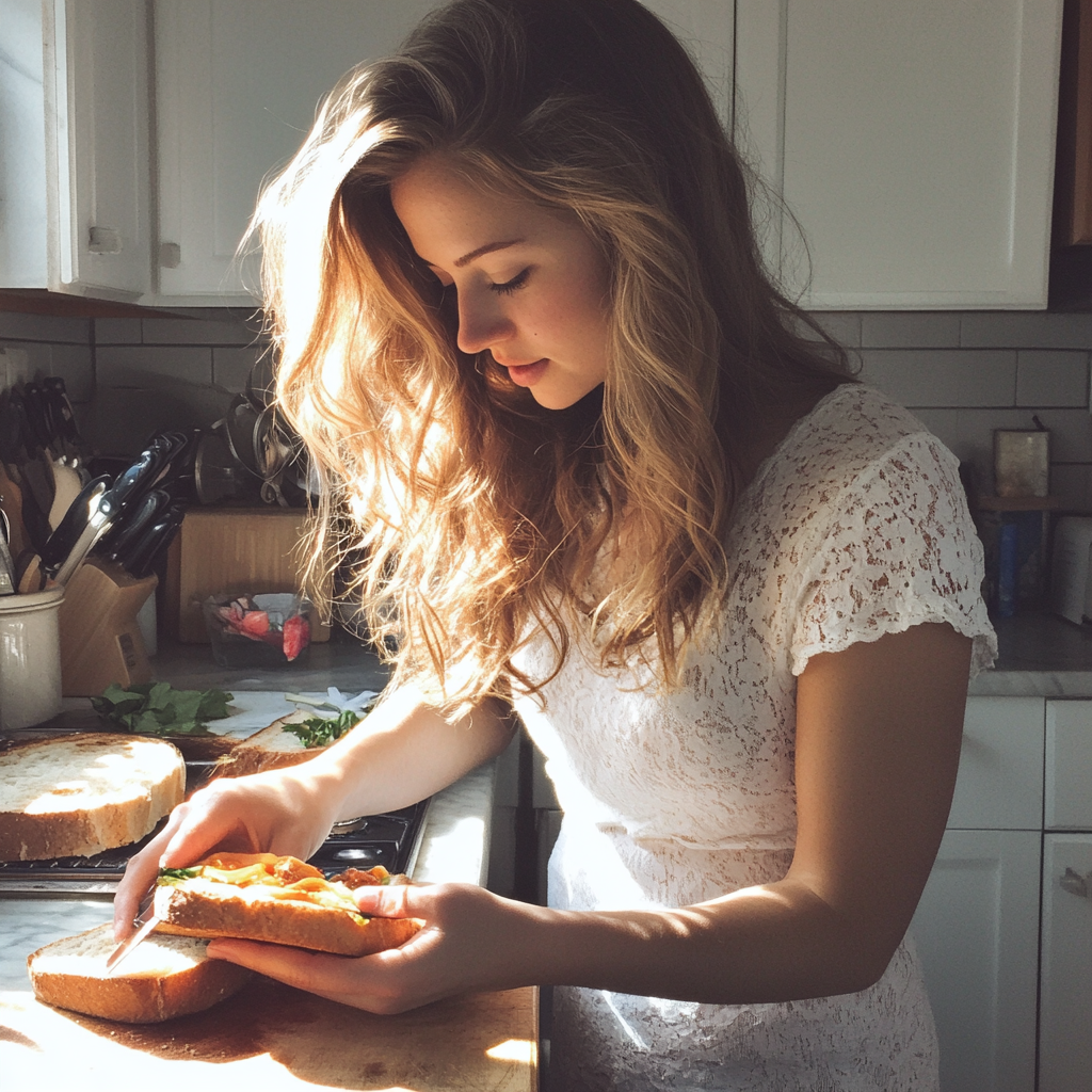 Une femme qui prépare un sandwich | Source : Midjourney