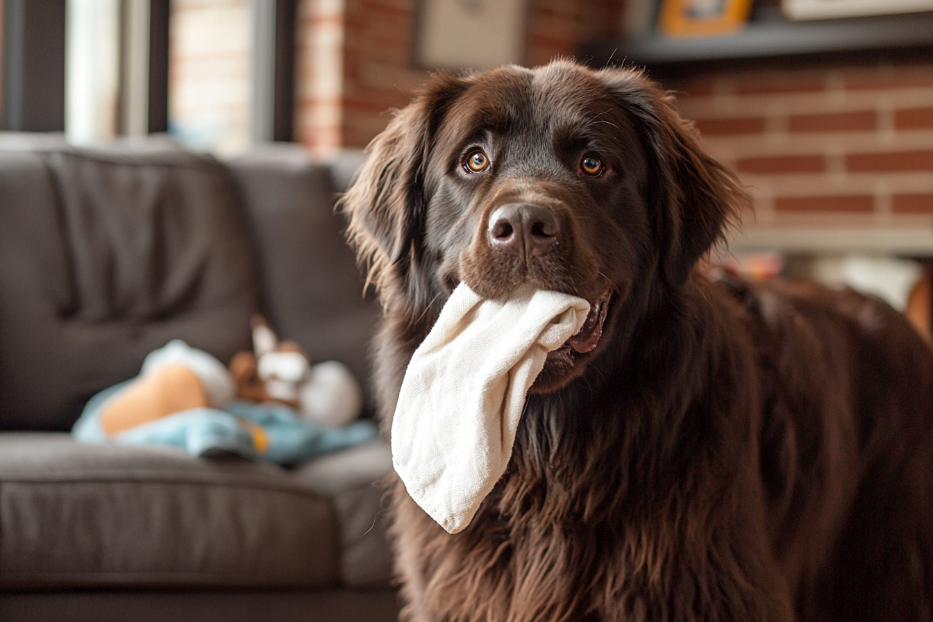 Un chien portant un tissu dans sa gueule | Source : Midjourney