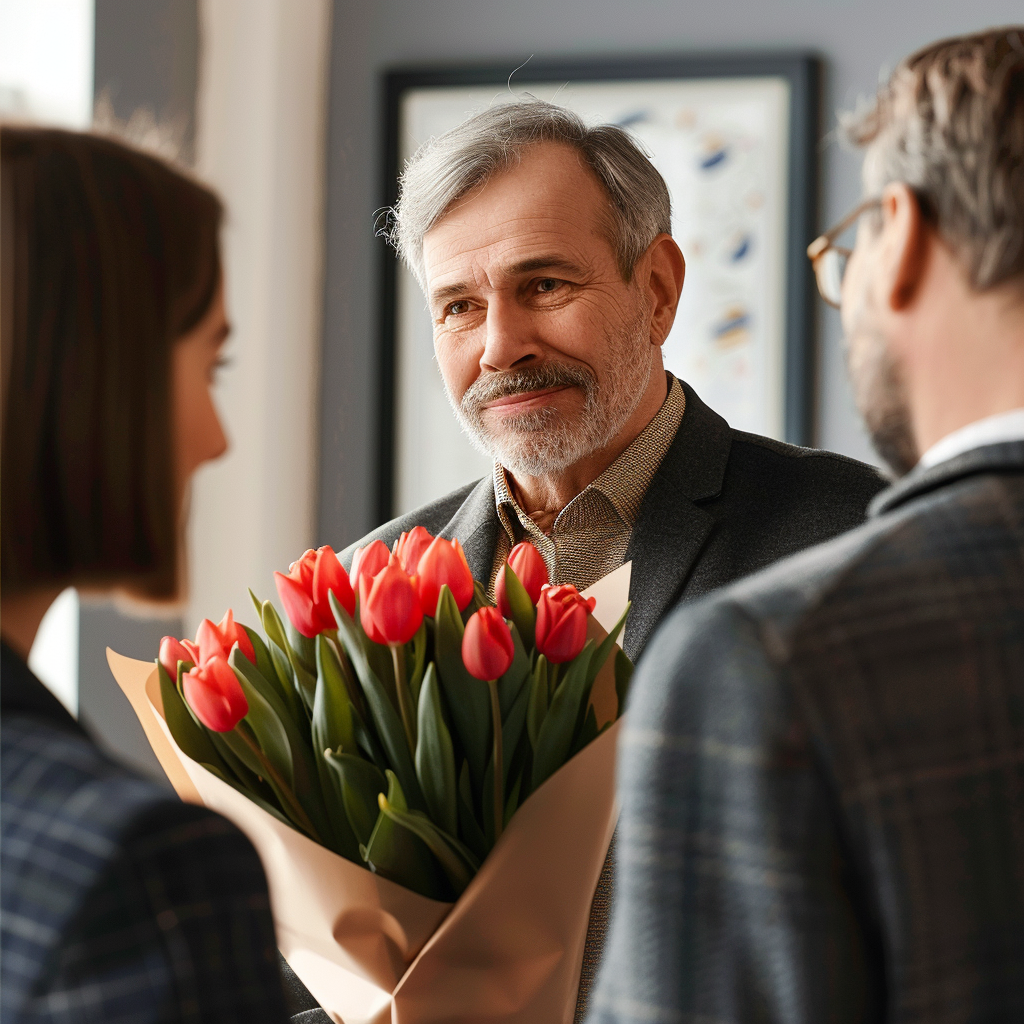 L'homme s'excusant auprès du couple | Source : Midjourney