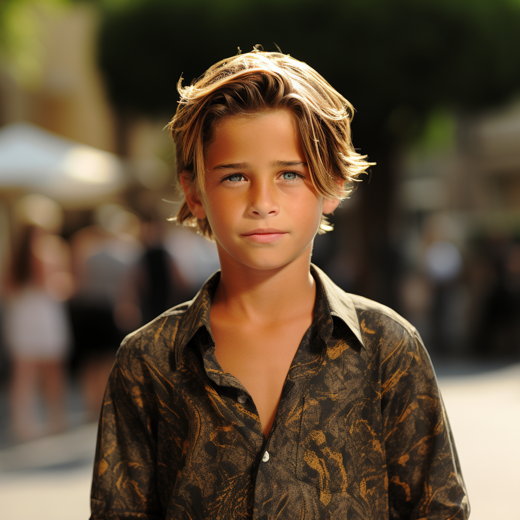Le fils potentiel de Jennifer Aniston et Brad Pitt lorsqu'il était jeune garçon via AI | Source : Midjourney
