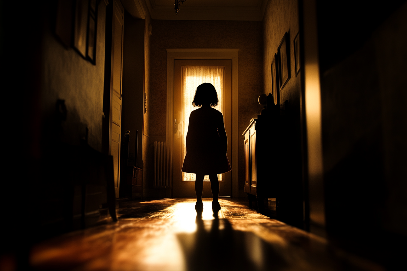Une petite fille debout dans une maison | Source : Midjourney