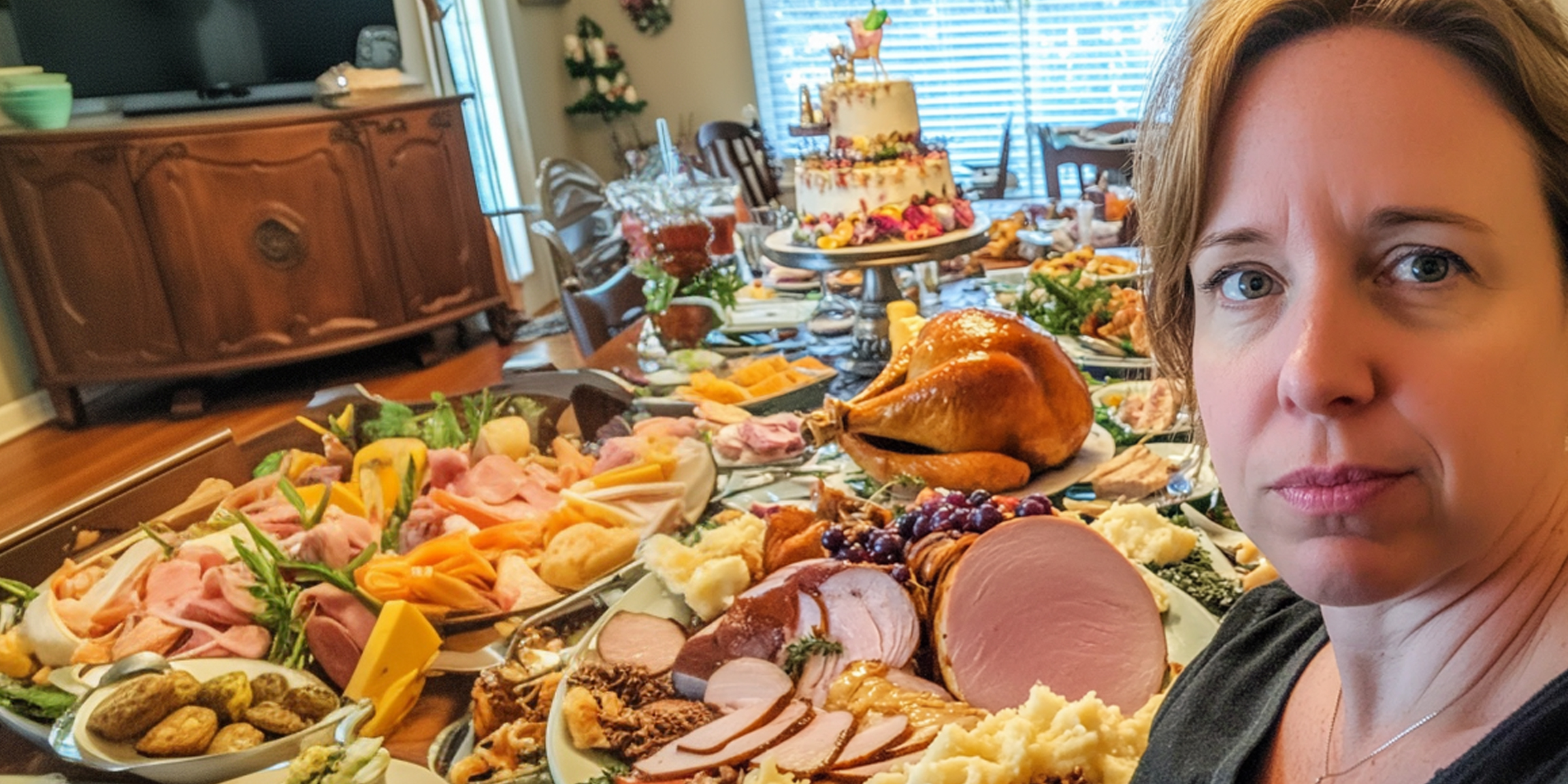 Une femme debout près d'une table avec de la nourriture | Source : AmoMama