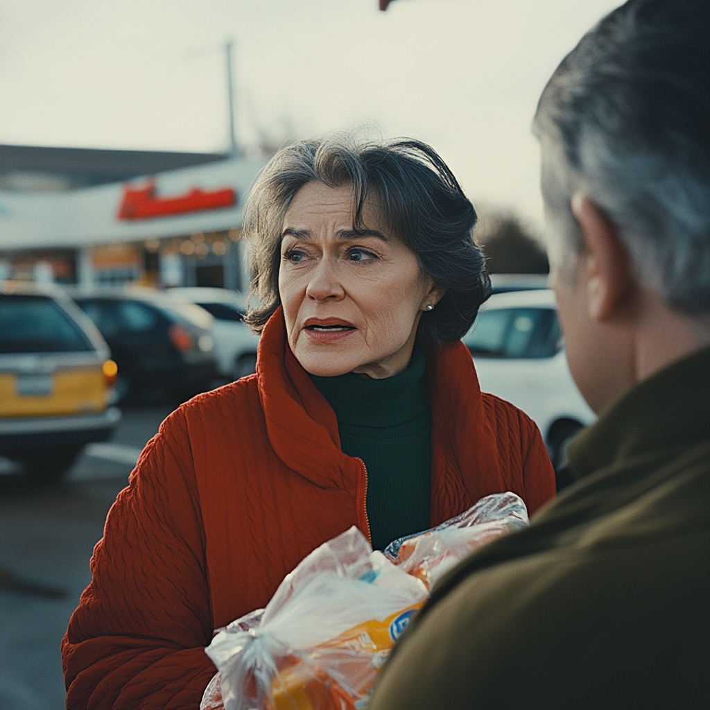 Une femme qui parle à un inconnu dans un parking | Source : Midjourney