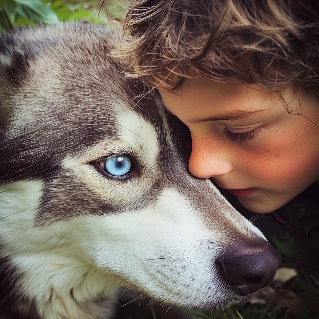 Un petit garçon et un husky | Source : Midjourney