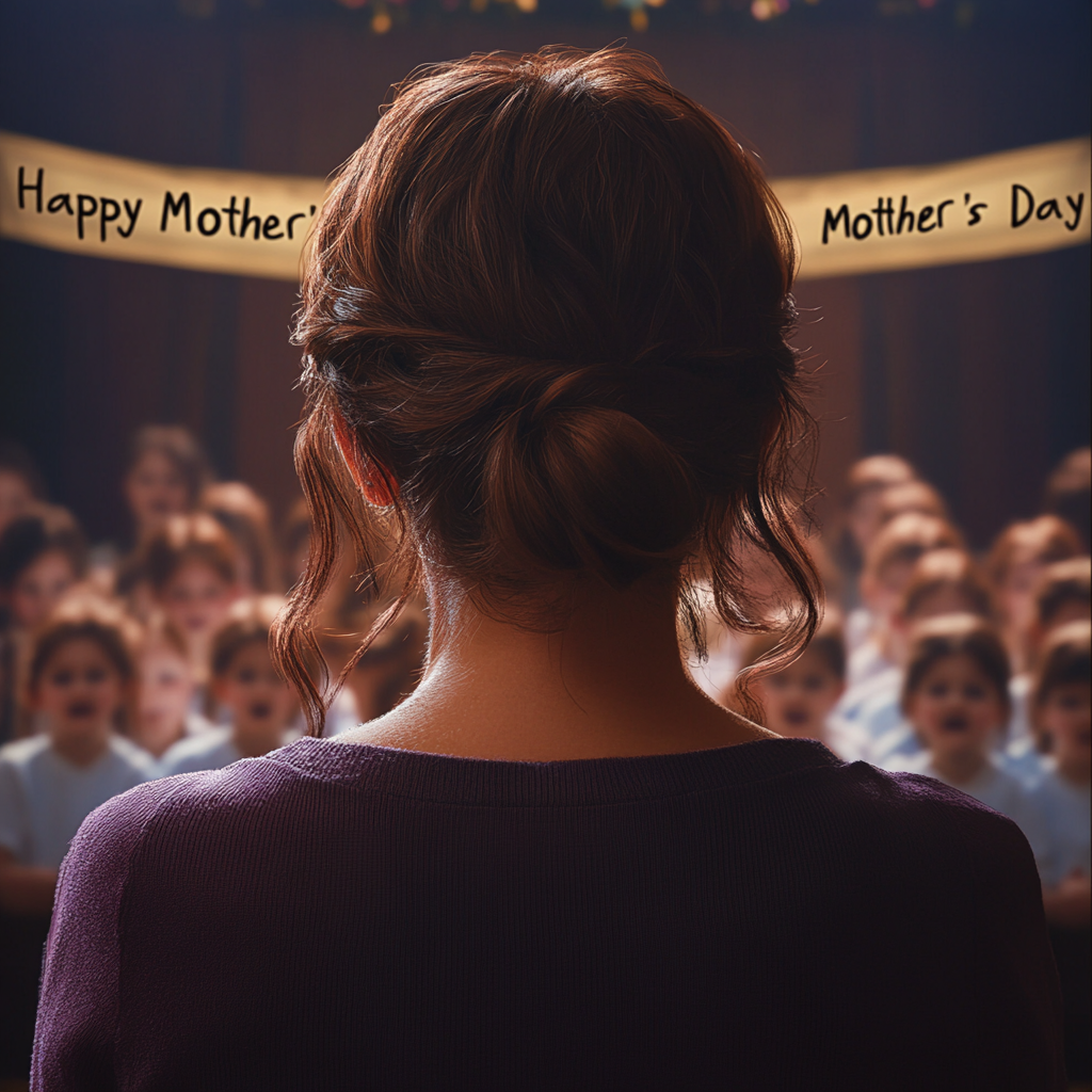 Une femme dans un auditorium d'école | Source : Midjourney