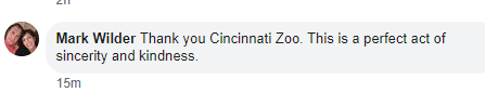 Commentaire d'un internaute sur la publication virale Facebook | Photo : facebook.com/cincinnatizoo