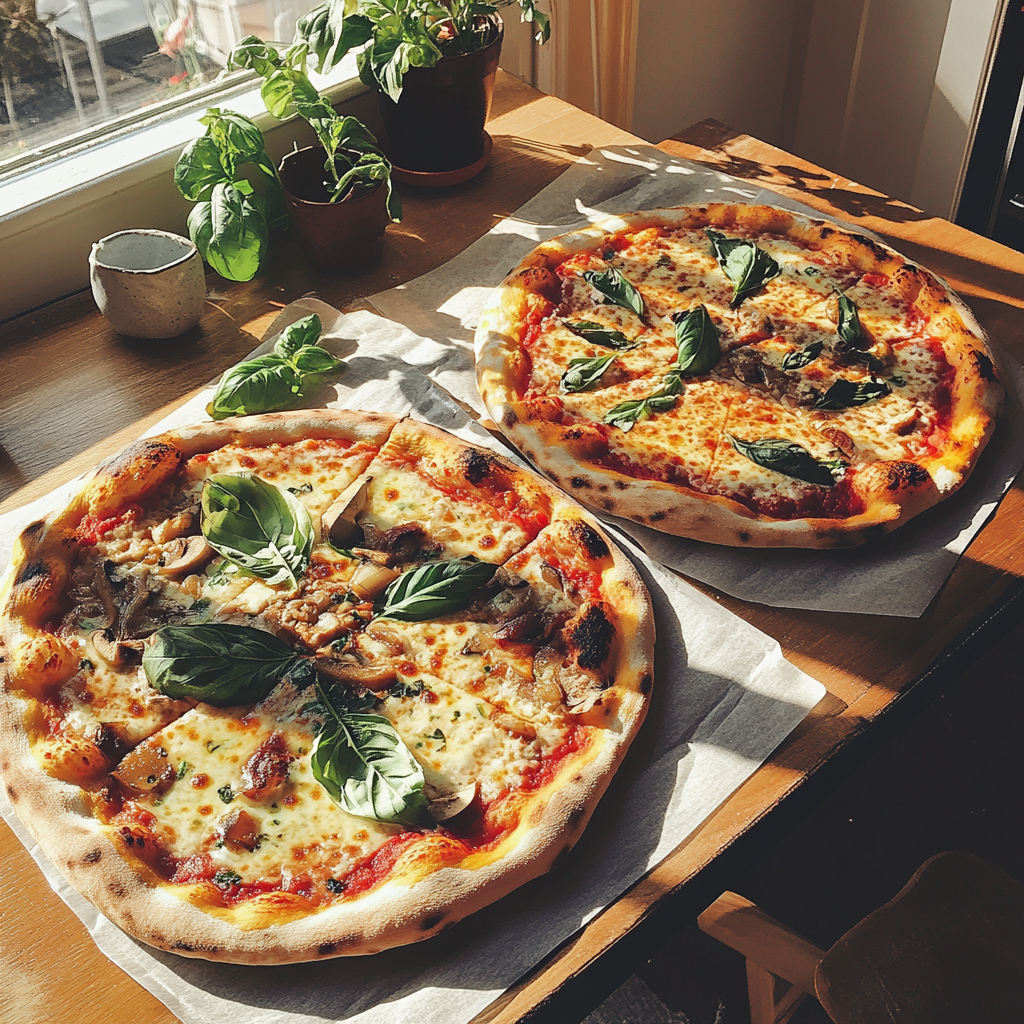 Pizza sur une table | Source : Midjourney