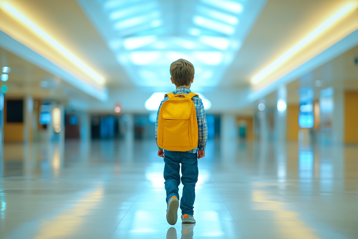 A boy in an airport | Source: Midjourney