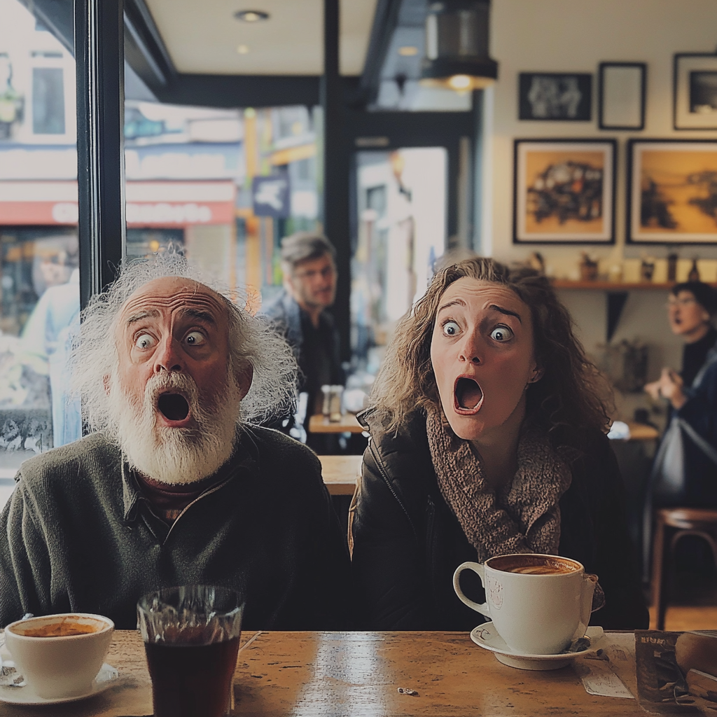 Shocked people in a cafe | Source: Midjourney