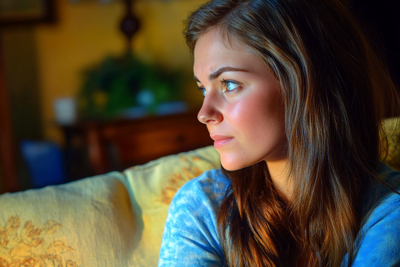 Une femme pensive fronçant légèrement les sourcils | Source : Midjourney