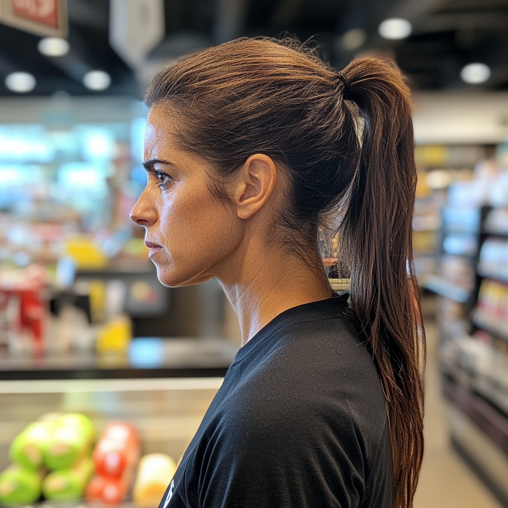 Une femme debout dans une épicerie | Source : Midjourney