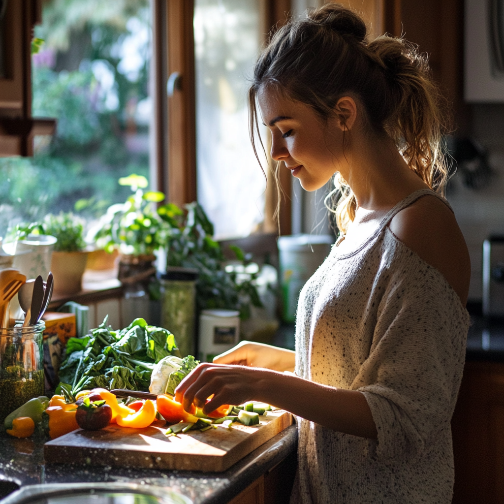 Une femme occupée dans la cuisine | Source : Midjourney