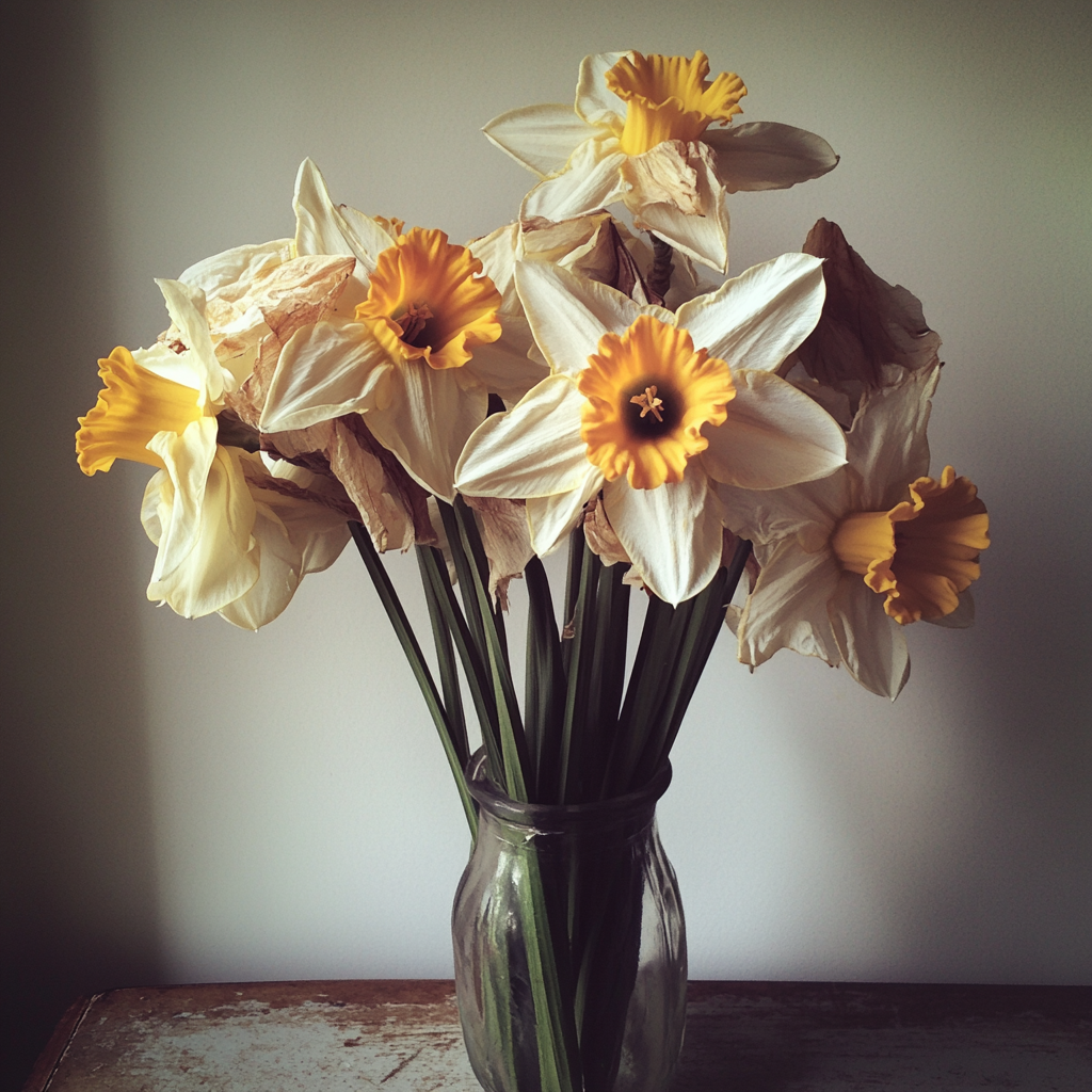 Un bouquet de jonquilles fanées | Source : Midjourney