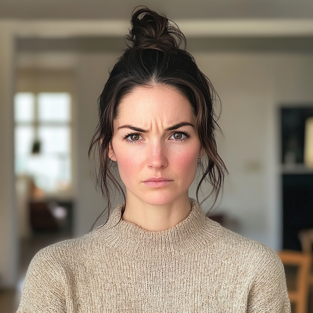 Une femme qui fronce les sourcils et qui porte un pull | Source : Midjourney