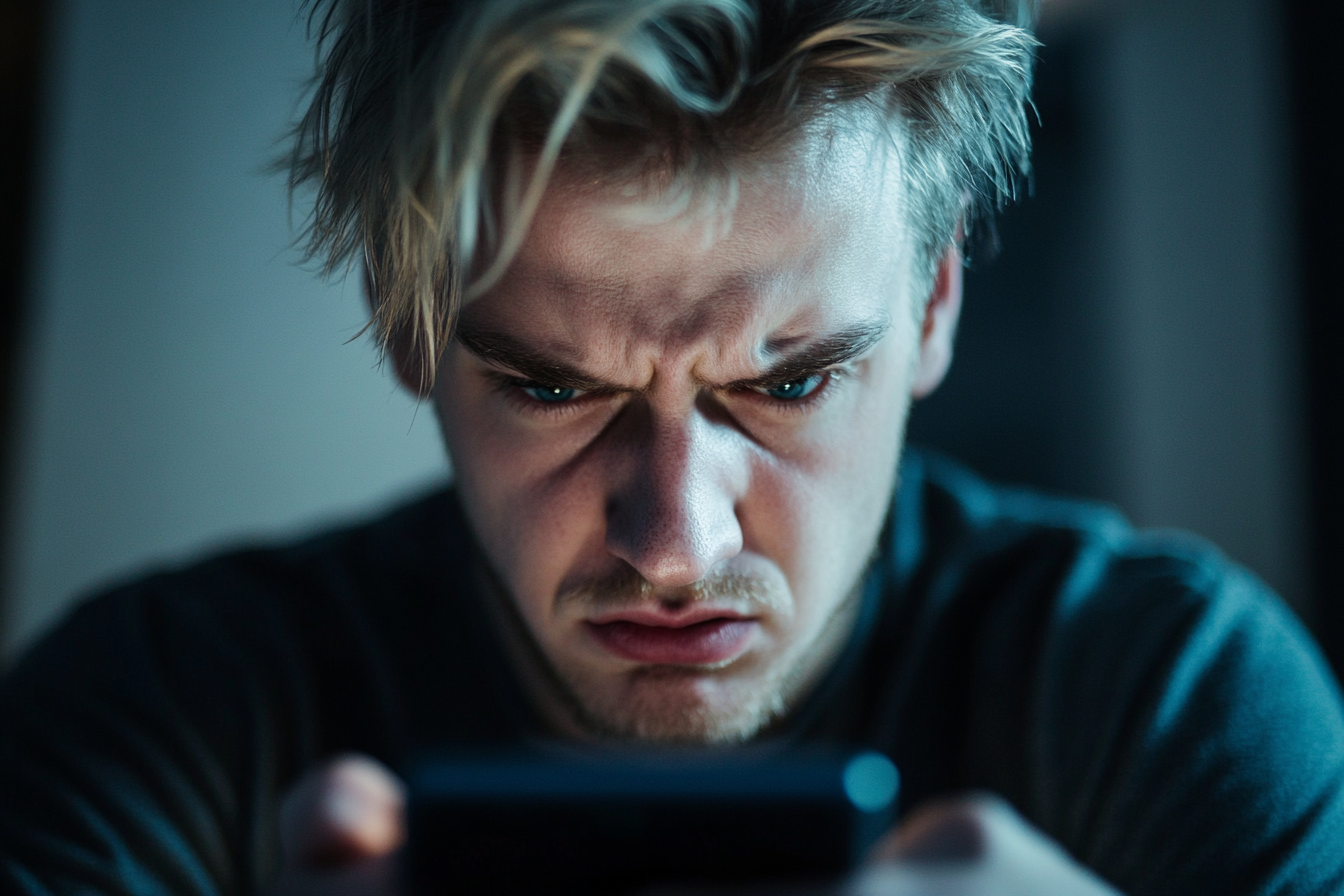 Un homme qui envoie un texte en colère | Source : Midjourney