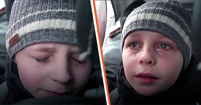 Un jeune Ukrainien pleure en fuyant le danger dans son pays d'origine | Source : youtube.com/NBC News
