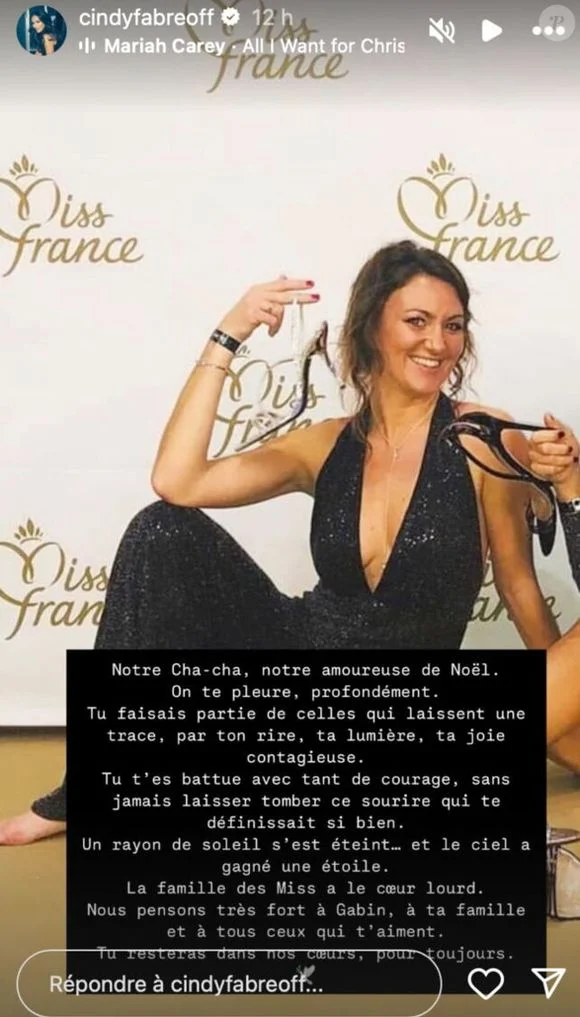Story de Cindy Fabre qui rend hommage à son amie décédée | Source : Instagram/cindyfabreoff