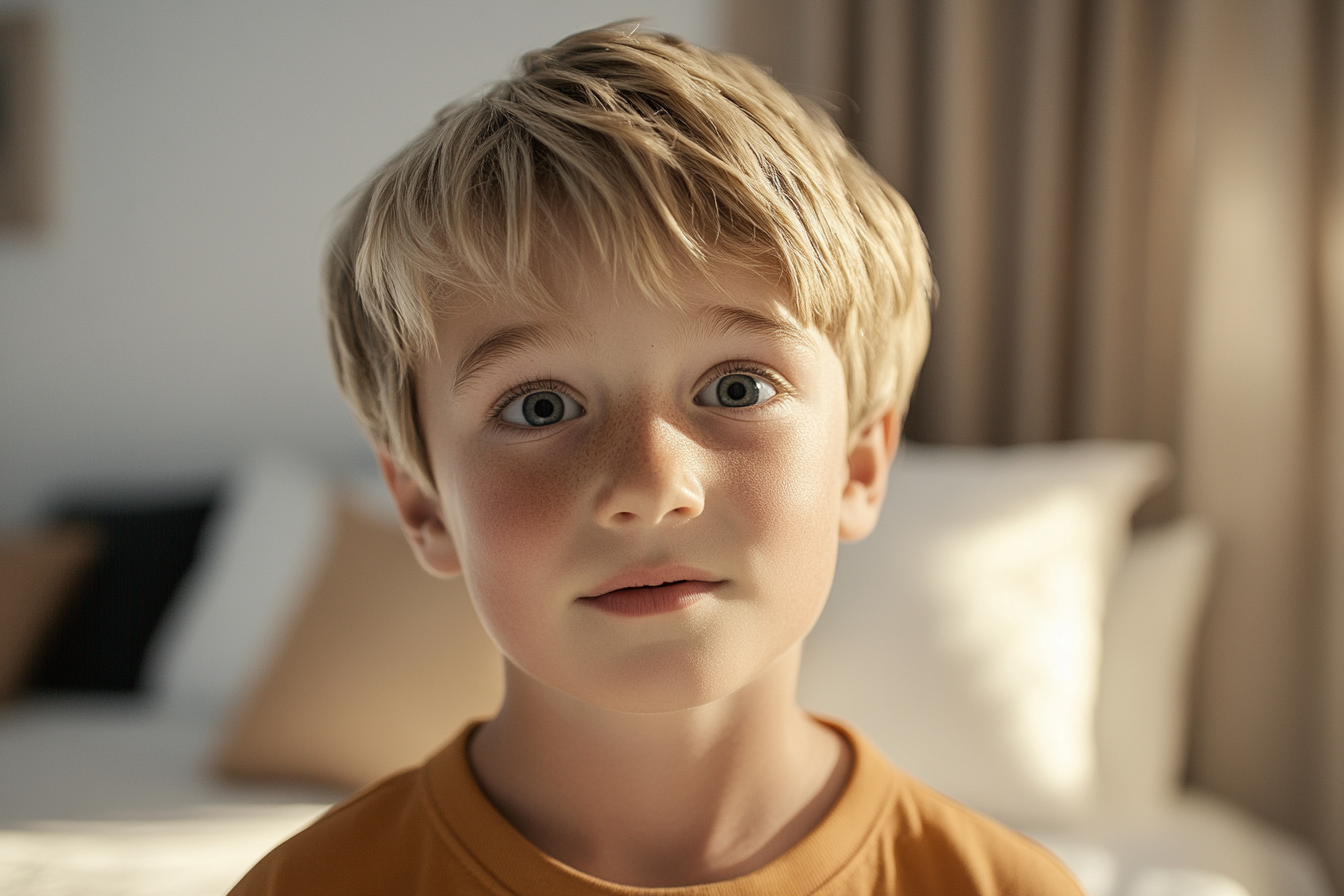 Un enfant qui regarde droit devant lui | Source : Midjourney