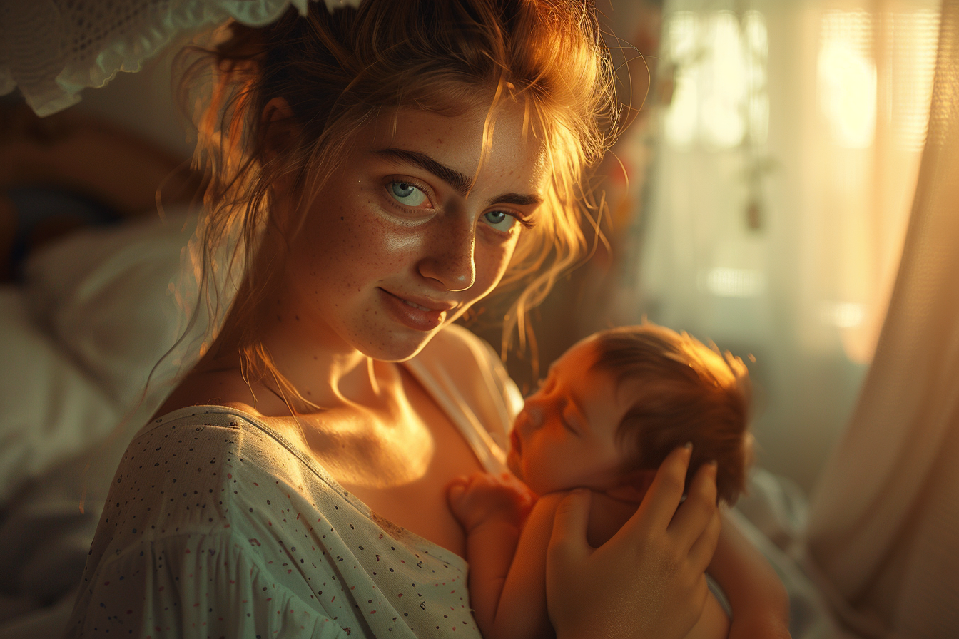 Une femme avec son bébé | Source : Midjourney