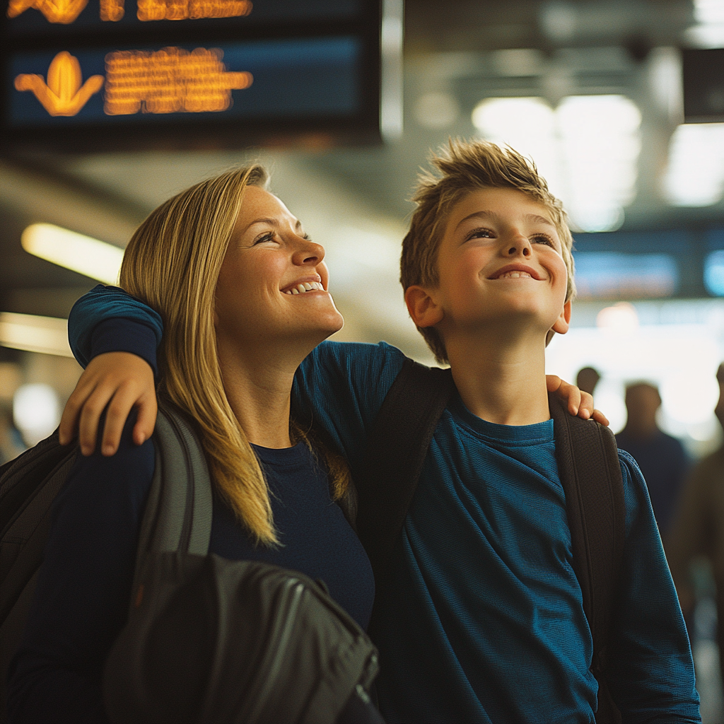 A happy mother and son hugging | Source: Midjourney