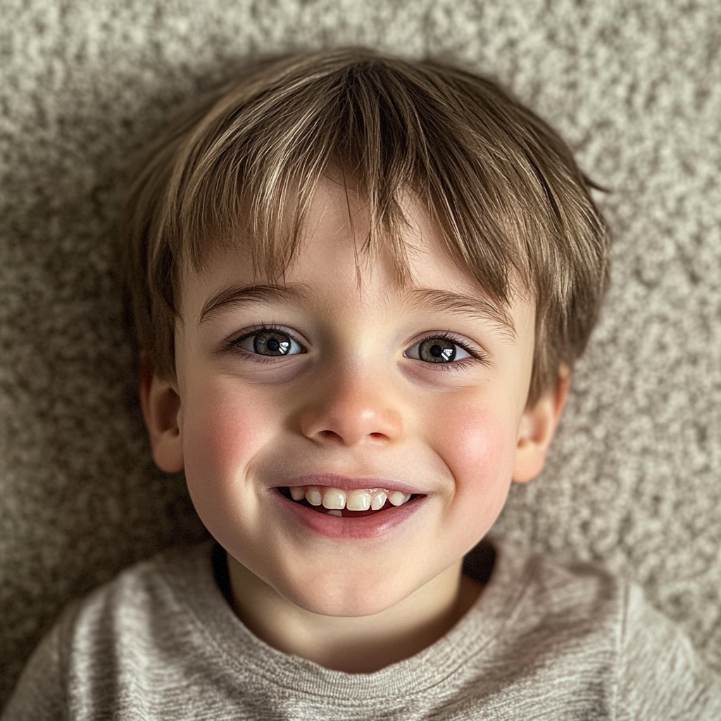 Un petit garçon allongé sur un tapis | Source : Midjourney