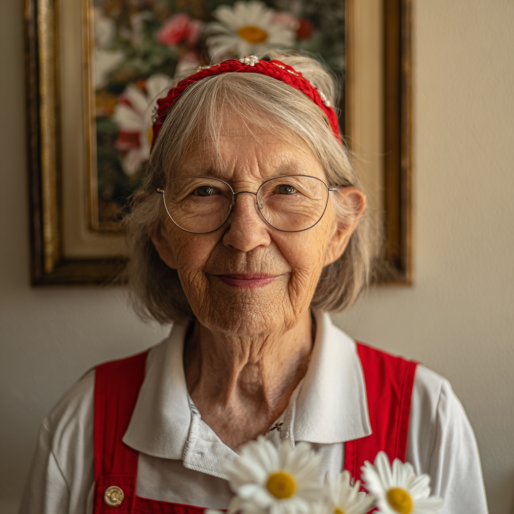 Gros plan sur une femme âgée souriante | Source : Midjourney