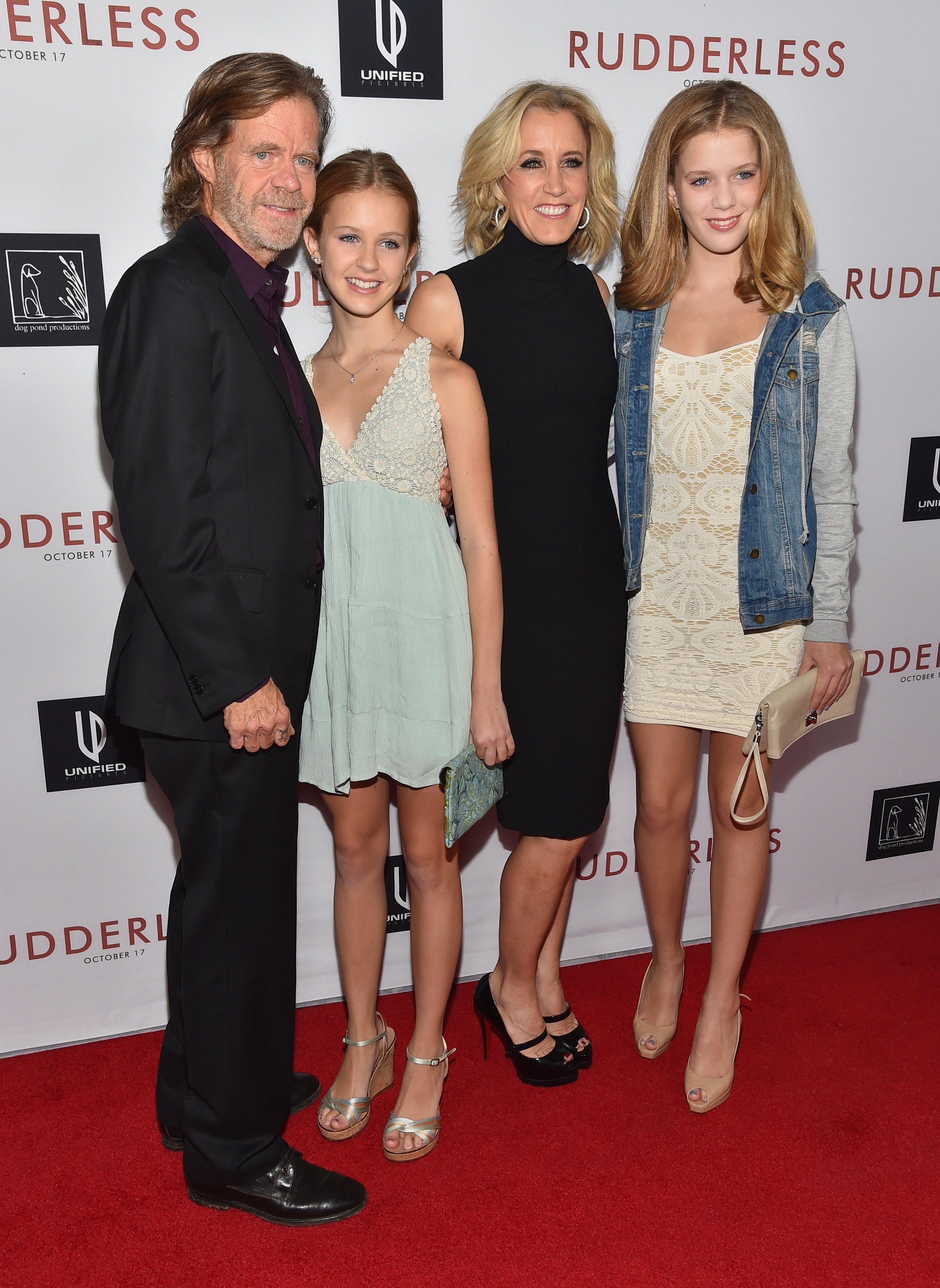 William H. Macy, Grace Macy, Felicity Huffman et Sophia Macy assistent à la projection de "Rudderless" le 7 octobre 2014 à Los Angeles, en Californie. | Source : Getty Images