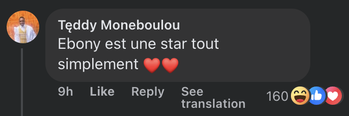 Commentaire d'un internaute au sujet d'Ebony  | Source : Facebook