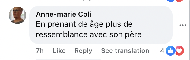 Commentaire d'une fan sur la ressemblance de David Hallyday à son père. I Source : facebook.com/femmeactuellefr