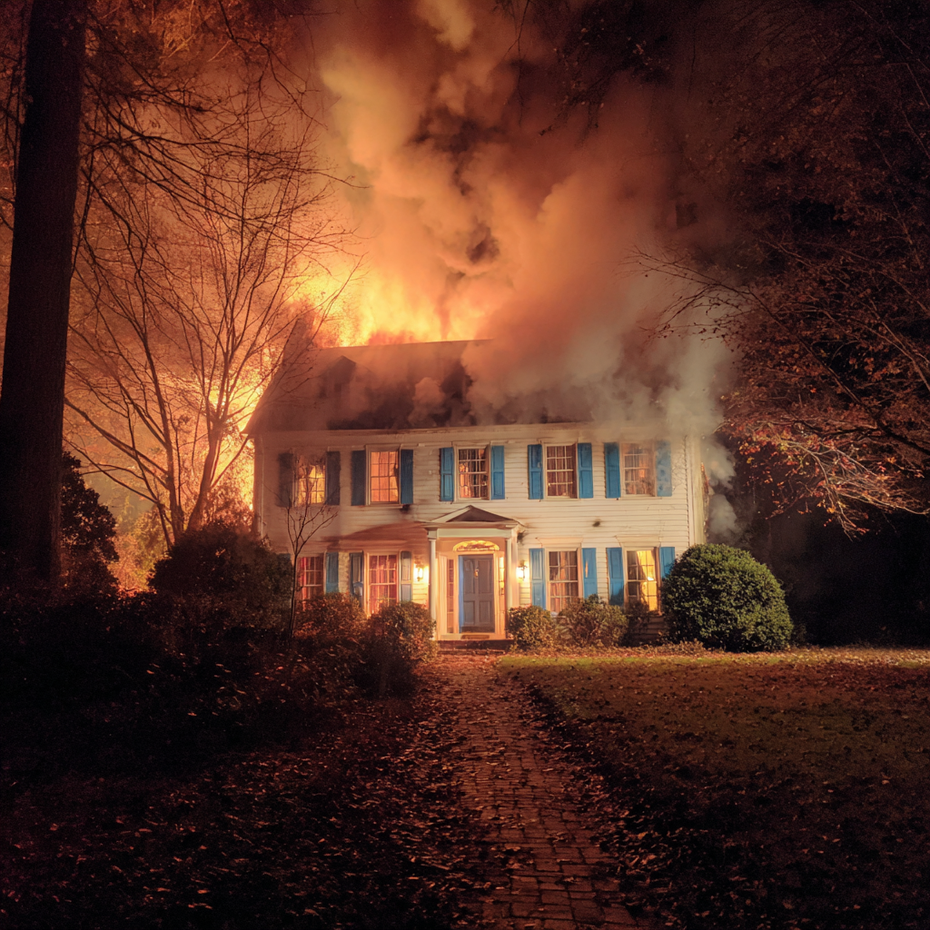 Une maison en feu | Source : Midjourney