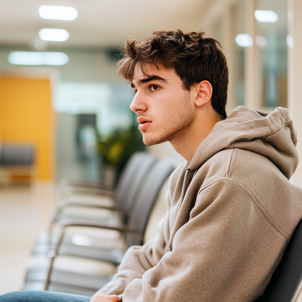 Un jeune homme bouleversé qui parle | Source : Midjourney