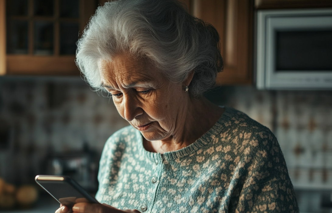 Une femme qui regarde son téléphone | Source : Midjourney