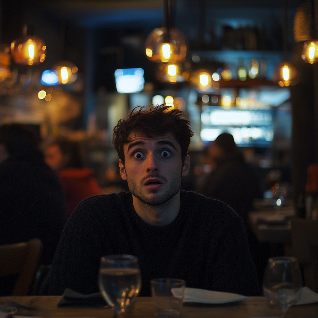 Un homme choqué dans un restaurant | Source : Midjourney