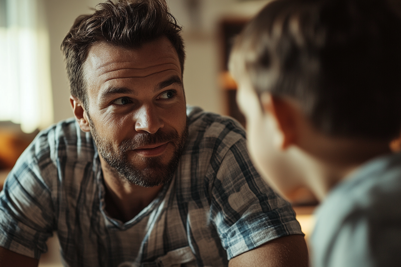 Un homme qui parle à son fils | Source : Midjourney