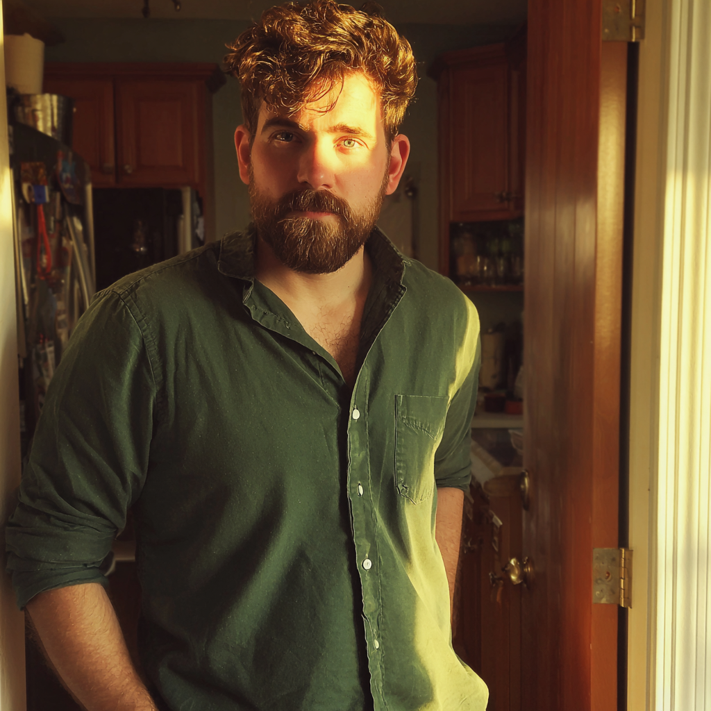 Un homme portant une chemise verte | Source : Midjourney