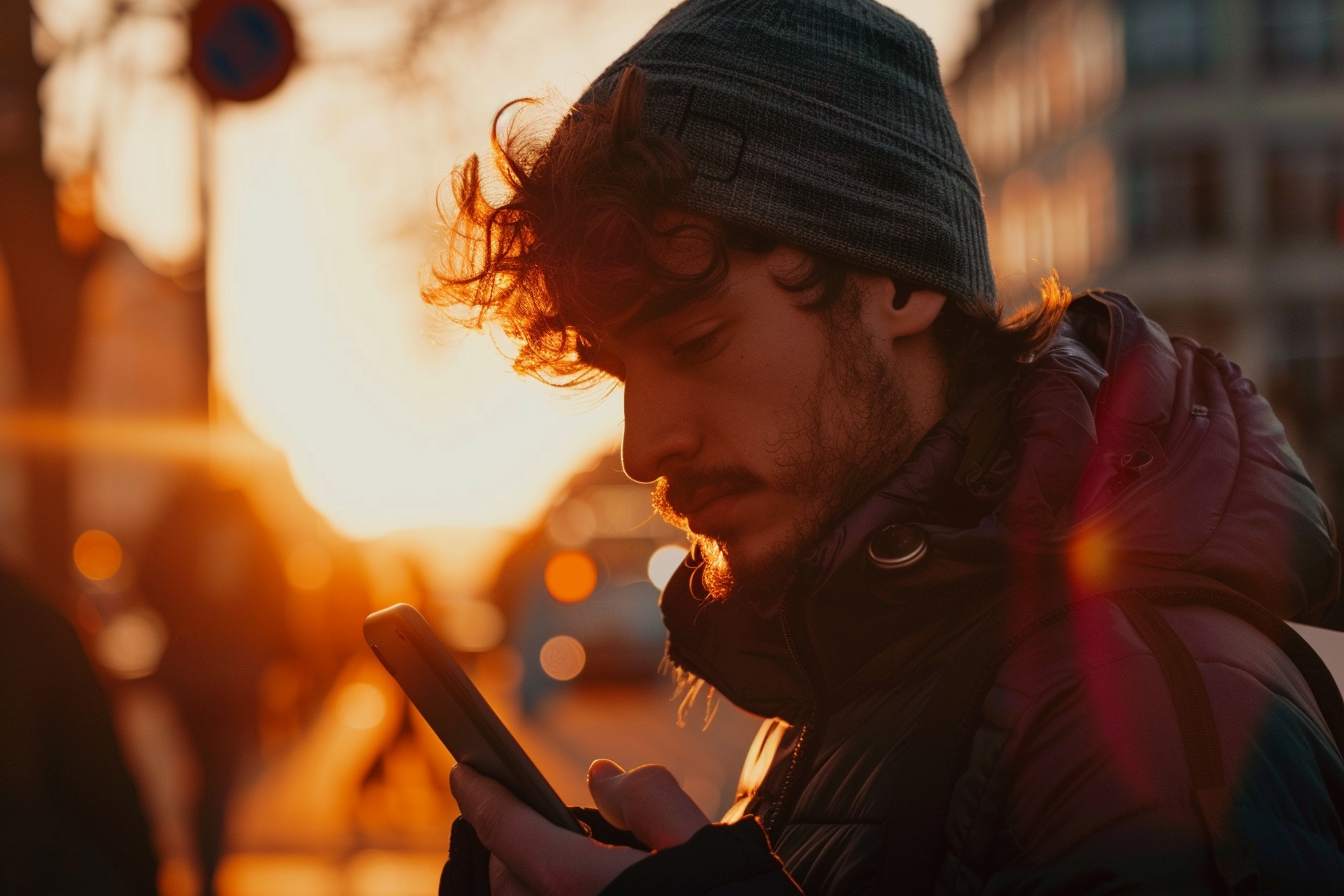 Un jeune homme vérifie son téléphone | Source : Midjourney