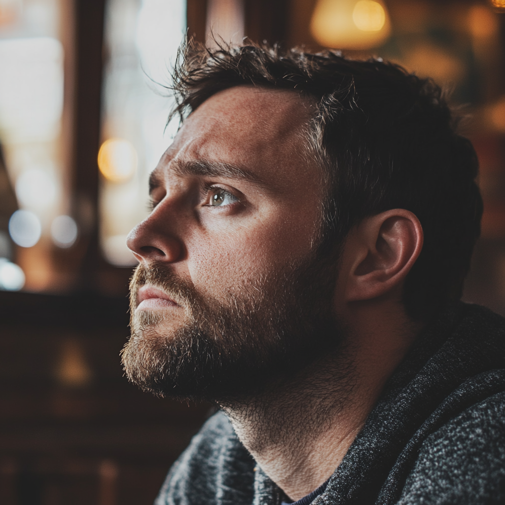 Un homme dévasté dans un pub | Source : Midjourney