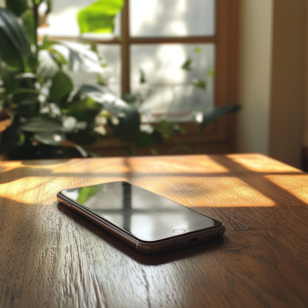 Un téléphone portable sur une table | Source : Midjourney