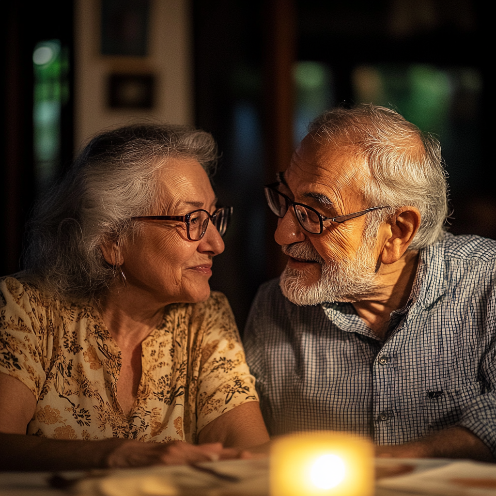 Couple de seniors ayant une conversation délicate | Source : Midjourney