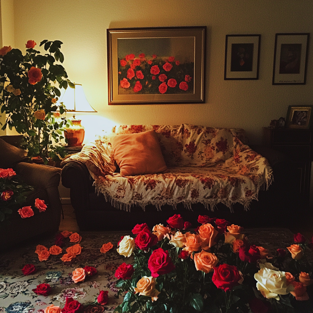 Roses dans un appartement | Source : Midjourney