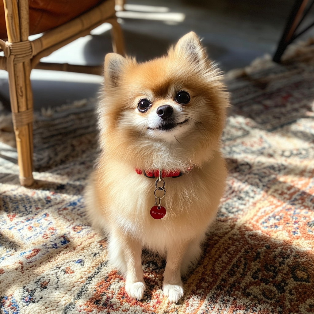 A dog sitting on a rug | Source: Midjourney