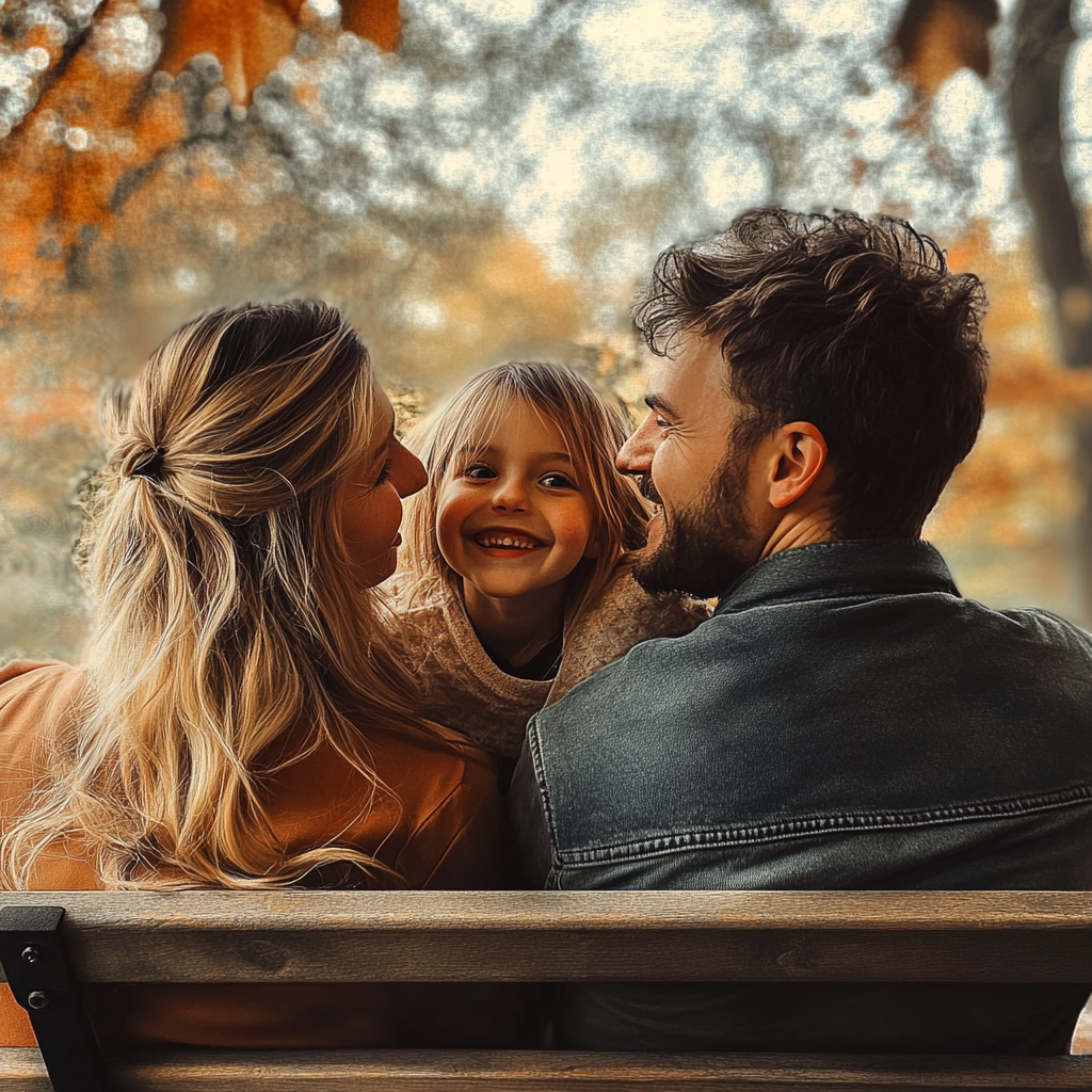 Jeune famille passant un bon moment dans le parc | Source : Midjourney