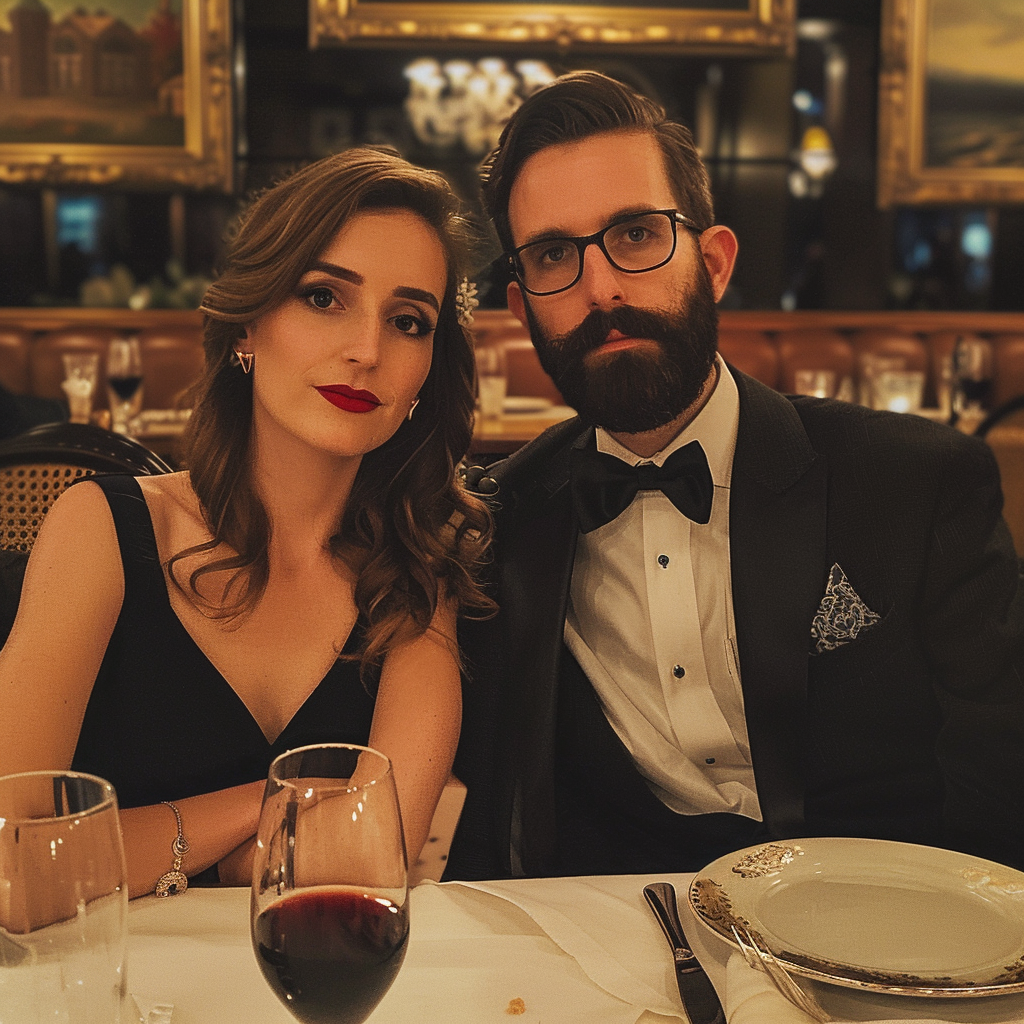 Un couple assis à une table dans un restaurant | Source : Midjourney