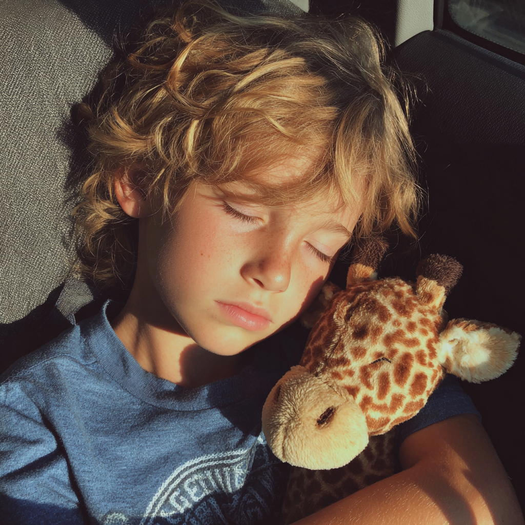 Un petit garçon qui dort dans une voiture | Source : Midjourney