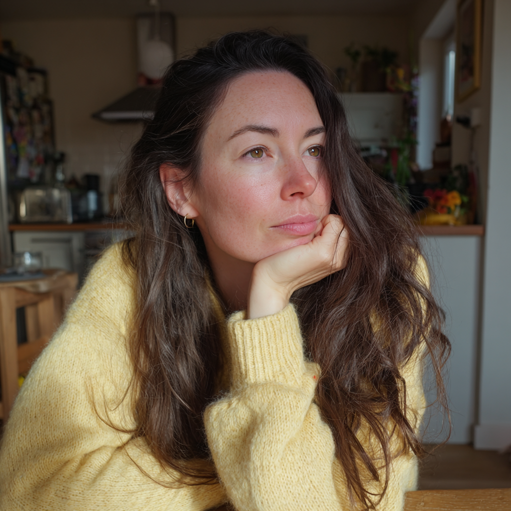 Une femme pensive portant un maillot jaune | Source : Midjourney
