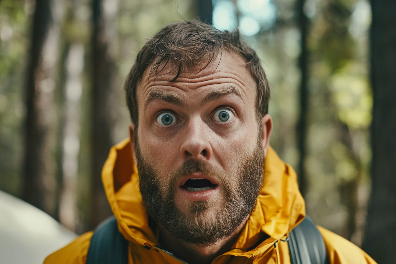 Un homme qui regarde fixement avec de grands yeux | Source : Midjourney