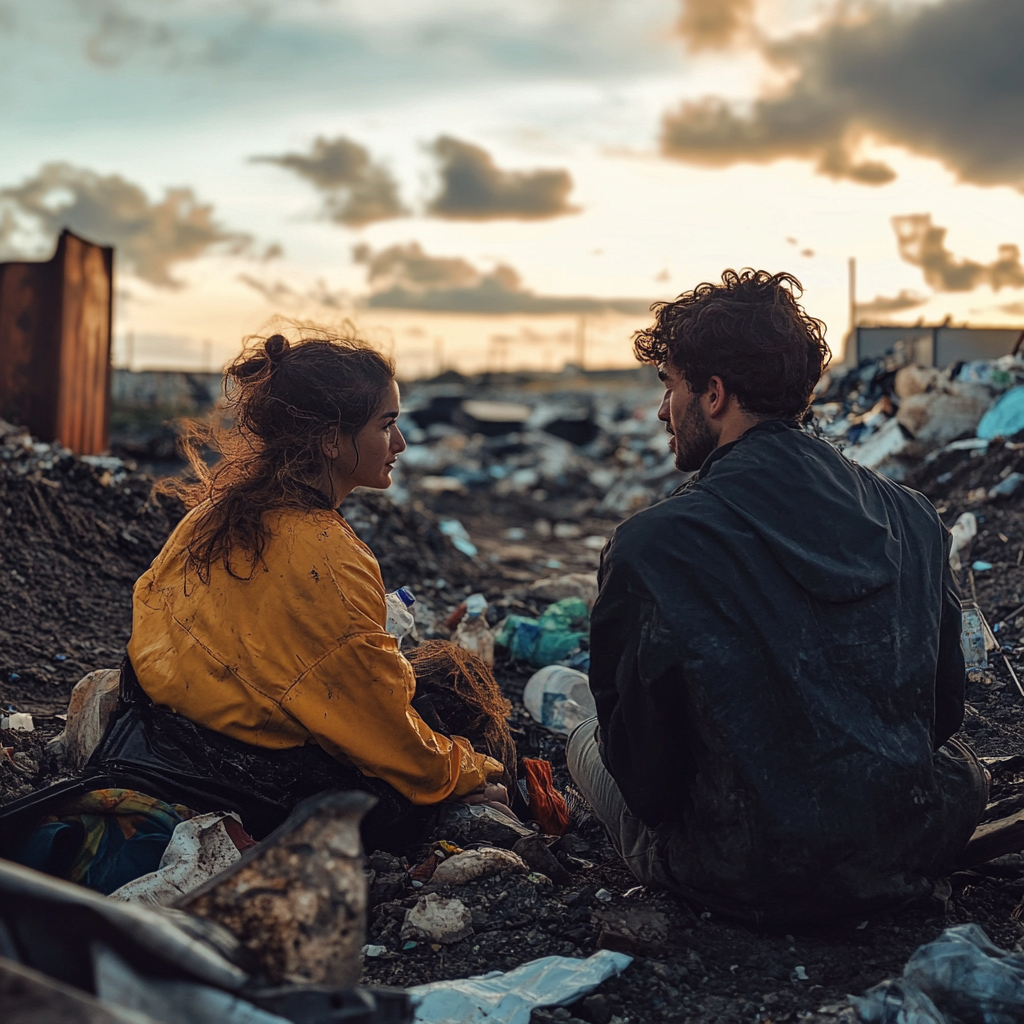 Un homme et une femme dans une décharge | Source : Midjourney