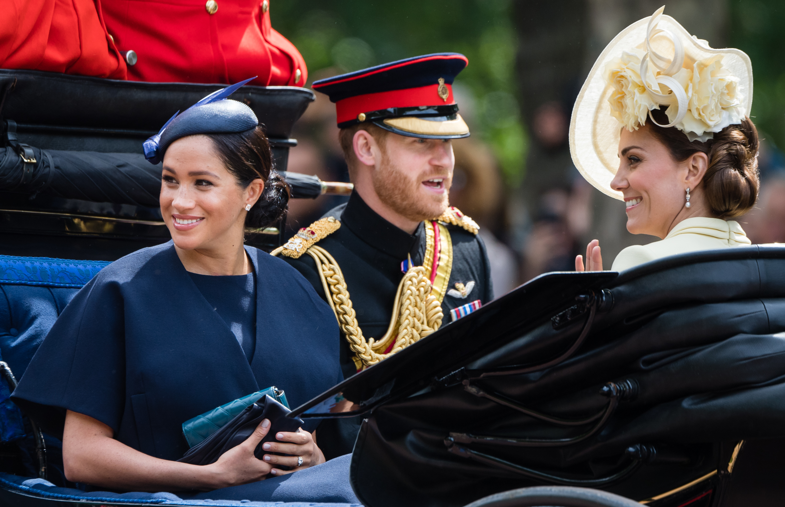 Meghan Markle, le prince Harry et la princesse Catherine pendant pendant Trooping The Colour, le défilé annuel d'anniversaire de la reine, le 08 juin 2019 à Londres, Angleterre | Source : Getty Images