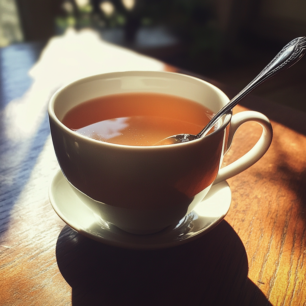 Une tasse de thé sur une table | Source : Midjourney